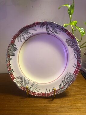Festive Pine & Plaid Dinner Plate - Red (Replacement)